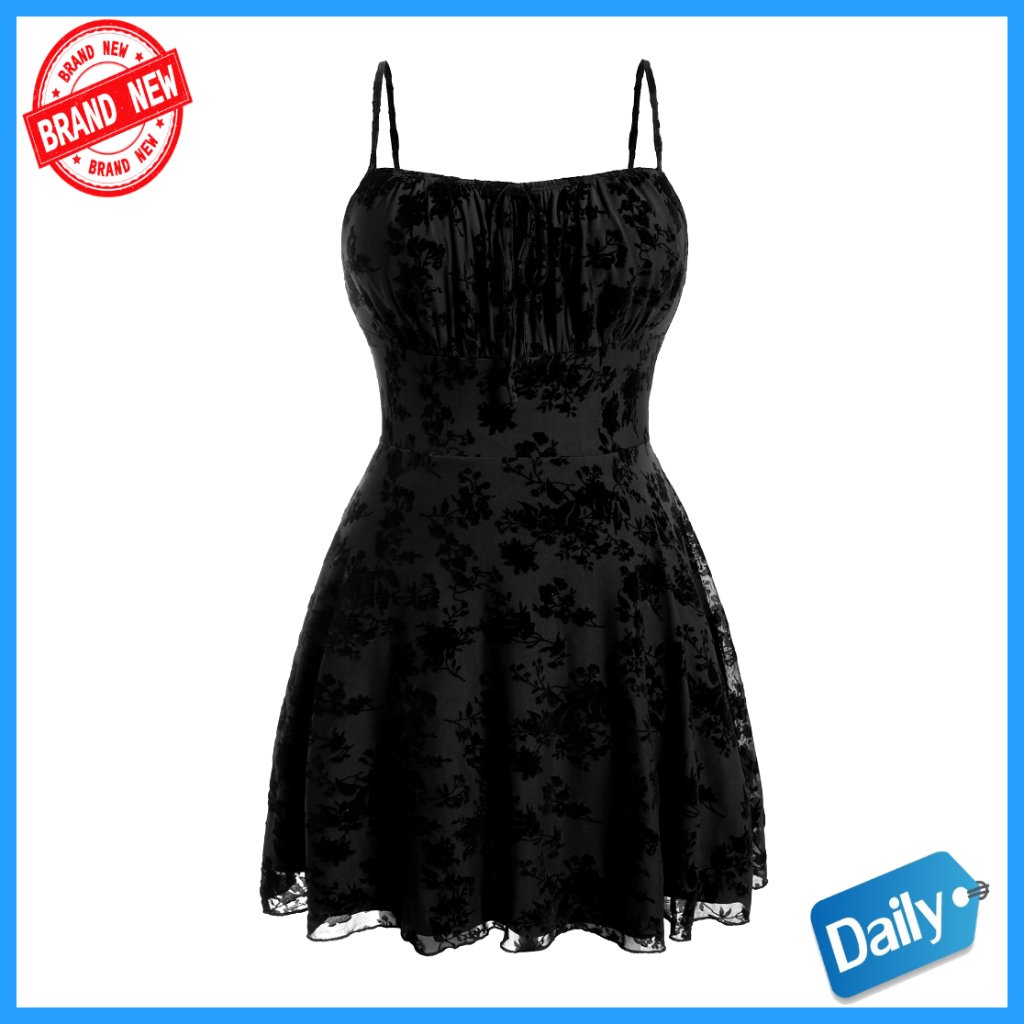 Plus Size Cherry Print Tie Front Ruffle Hem A Line Cami Dress Y2k Chic
